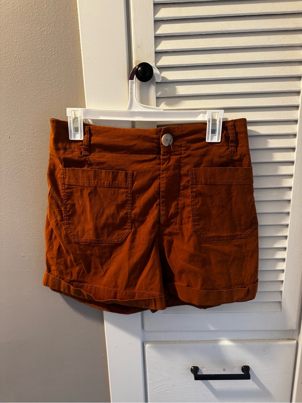 Anthropologie Rust Orange Front-Pocket Cuffed Shorts